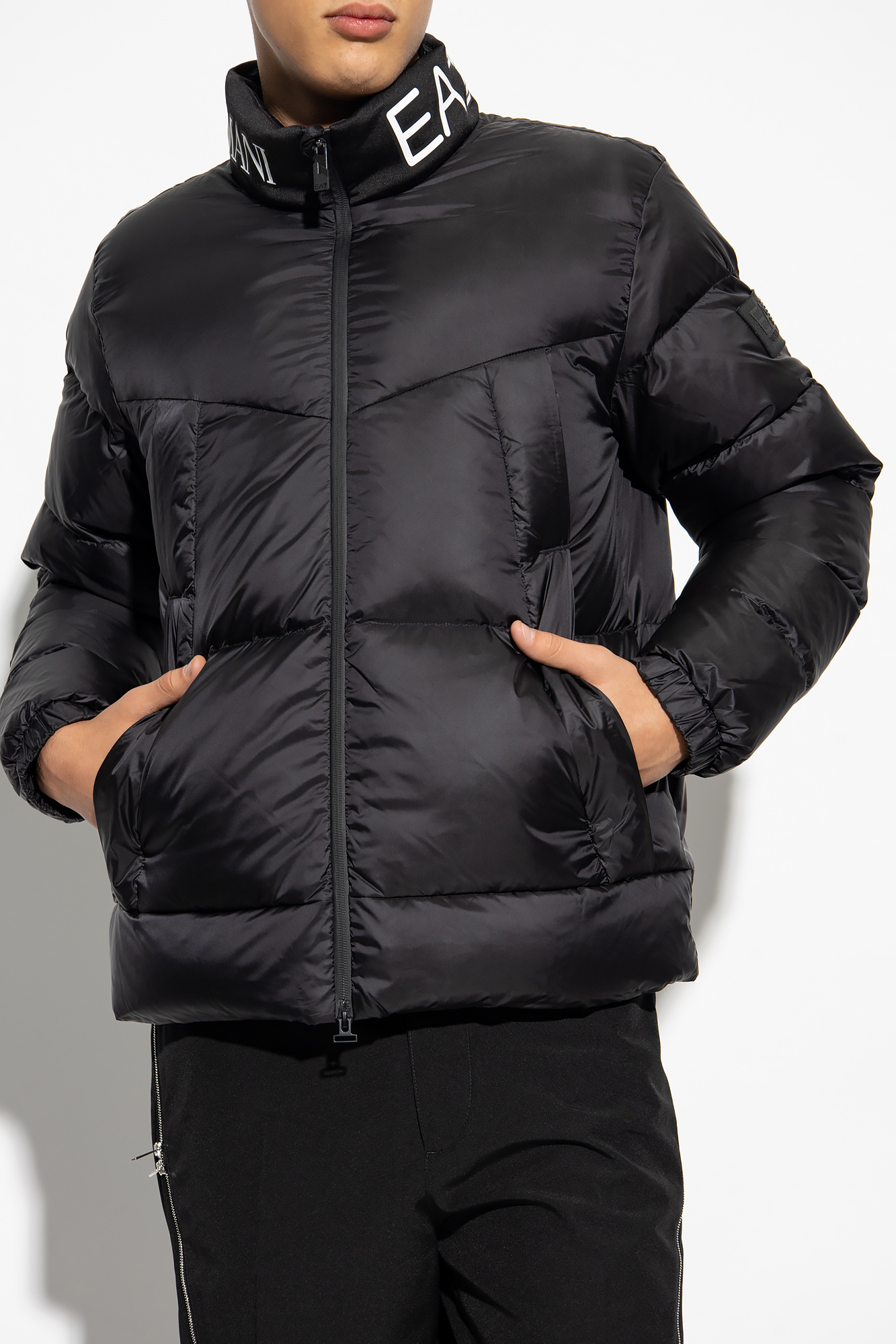 Black Down jacket with stand collar EA7 Emporio Armani - Vitkac GB